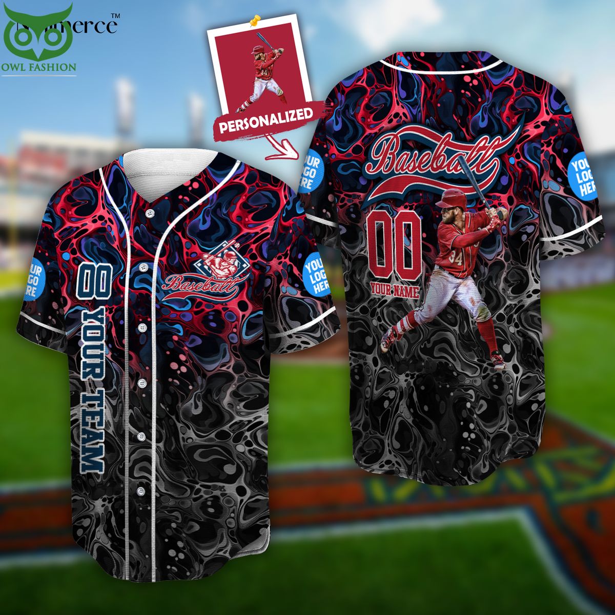 Custom Logo Text And Number Jersey Baseball Jersey