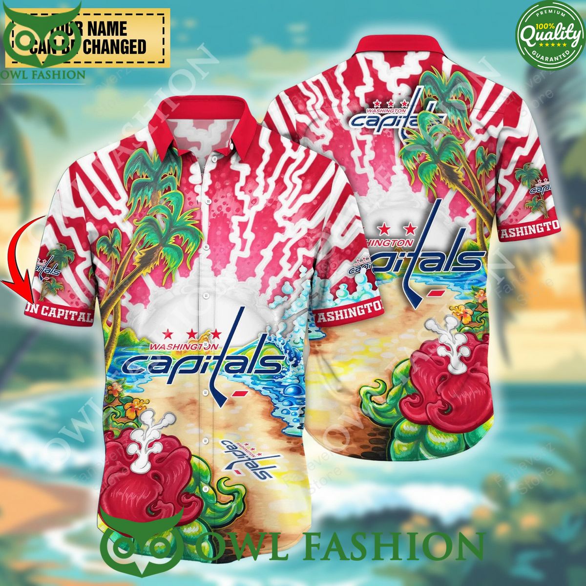 Custom name 2024 Lightning Washington Capitals NHL Vacation Time Aloha Hawaiian Shirt
