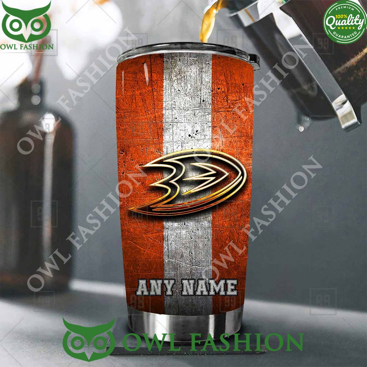 Custom Name Anaheim Ducks NHL Old Metal Tumbler