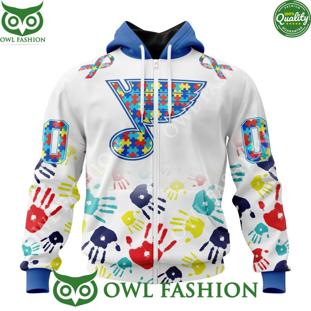 Custom Name and number NHL St. Louis Blues Autism Awareness Hand Pattern Paint hoodie shirt