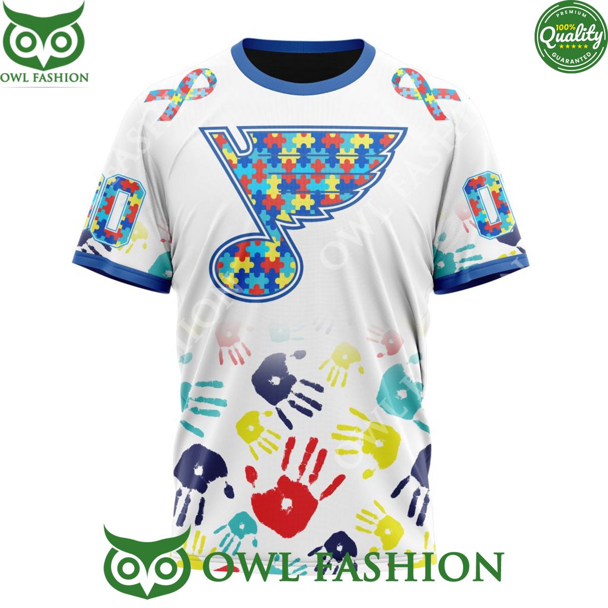 Custom Name and number NHL St. Louis Blues Autism Awareness Hand Pattern Paint hoodie shirt