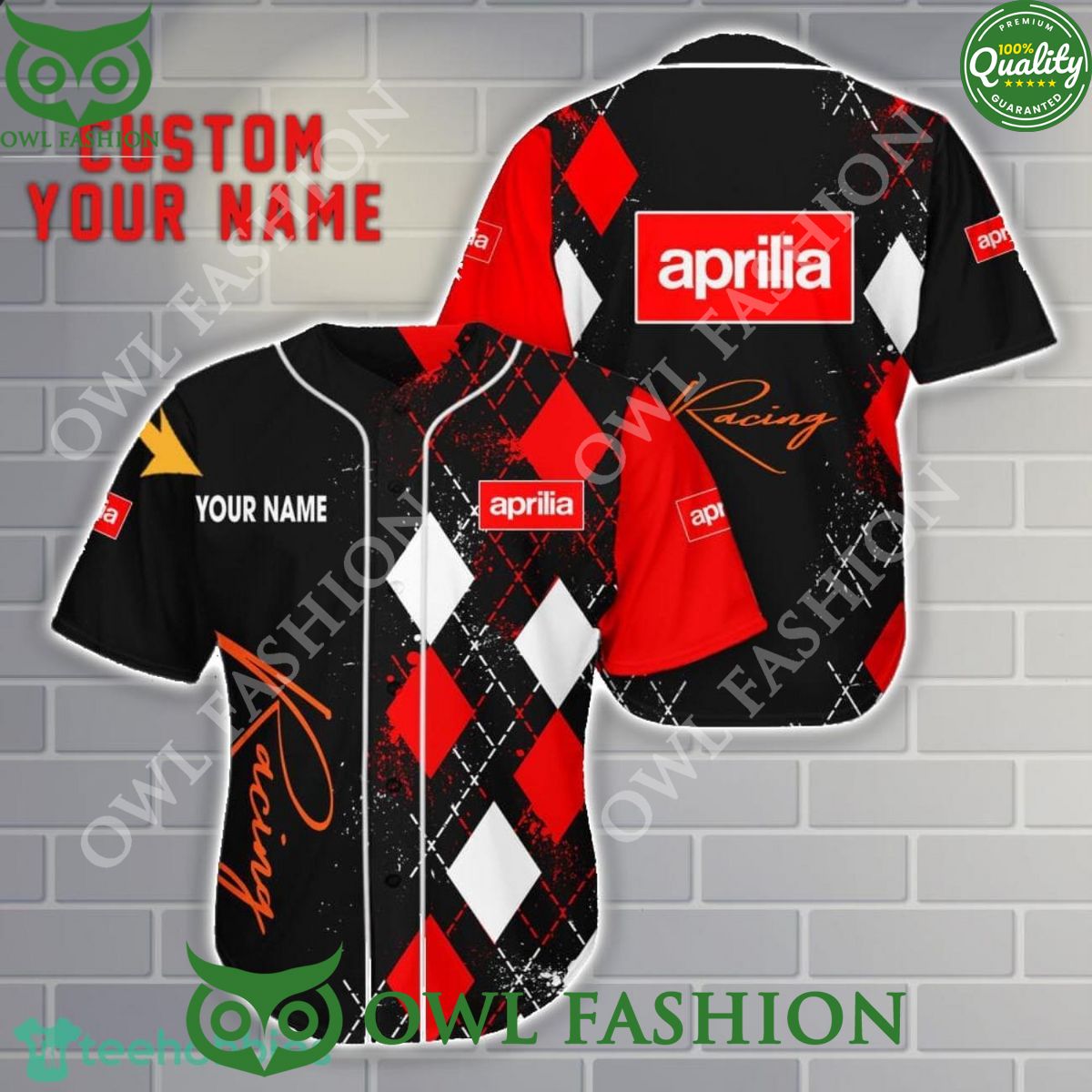 Custom Name Aprilia Motorcycles 3D Baseball Jersey Shirt