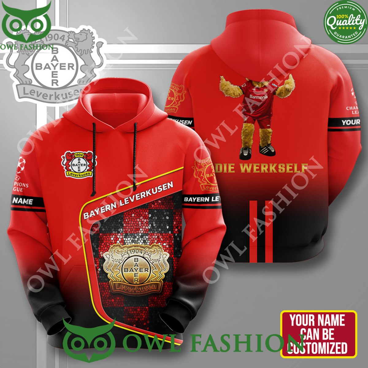 Custom name Bayer Leverkusen Die Werkself 3D Red t shirt