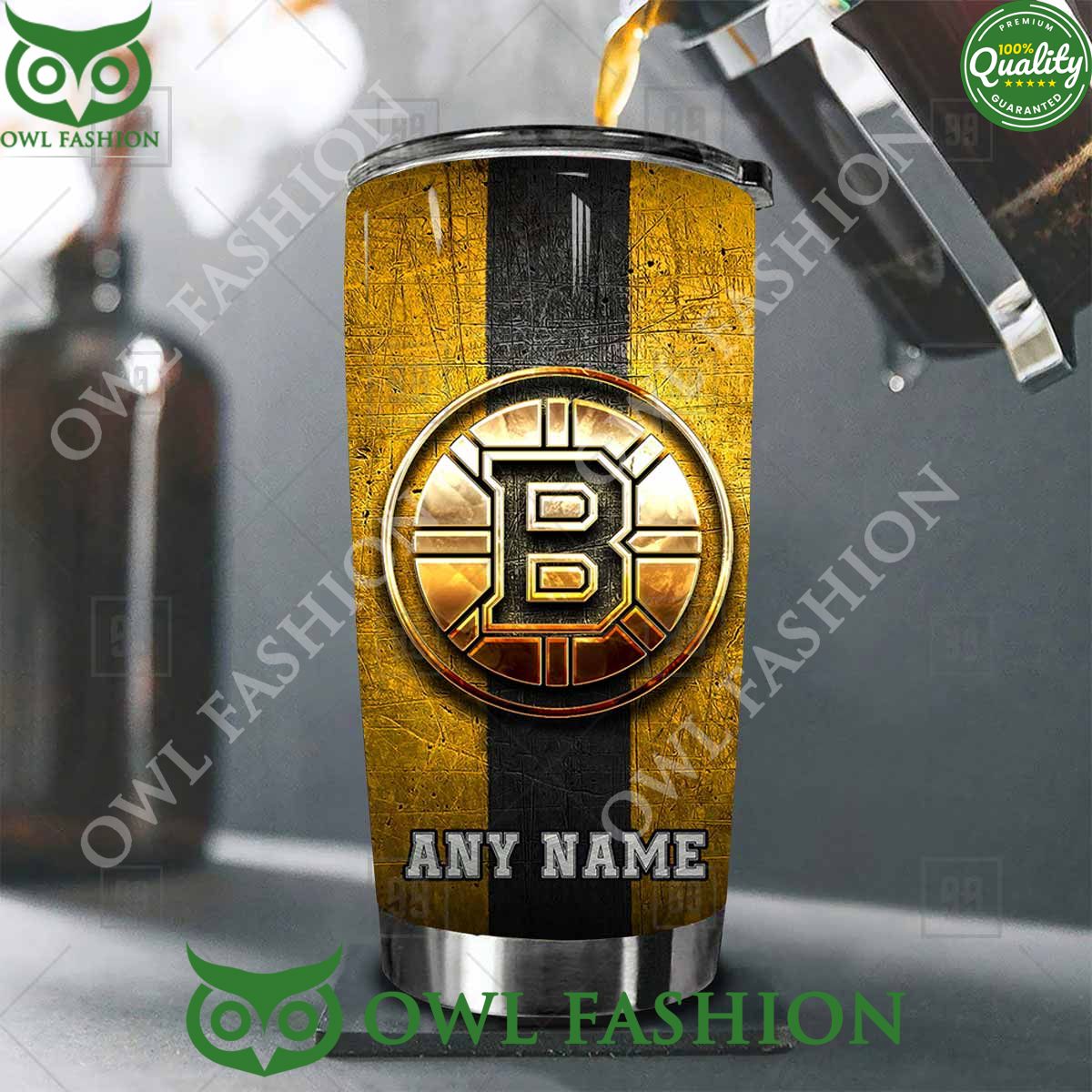 Custom Name Boston Bruins NHL Old Metal Tumbler