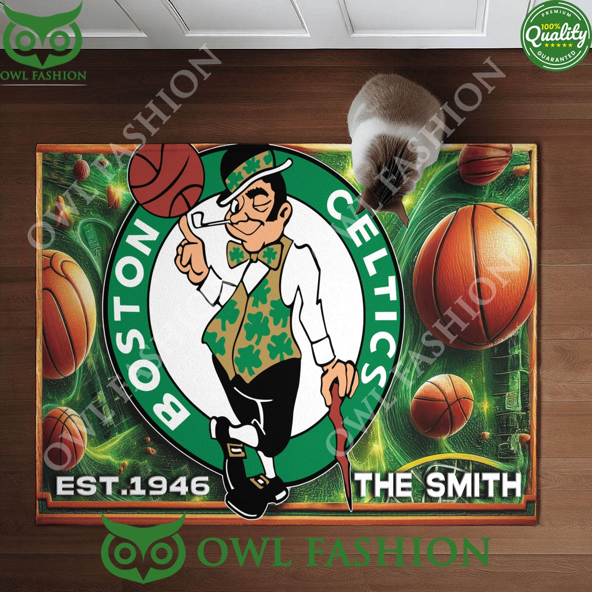 Custom Name Boston Celtics est 1946 Doormat