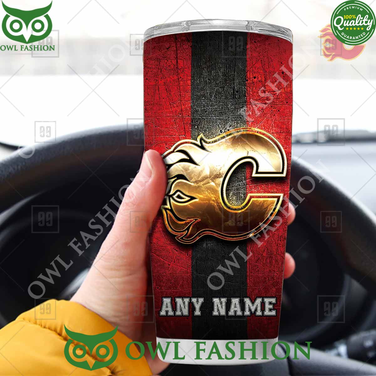 Custom Name Calgary Flames NHL Old Metal Tumbler