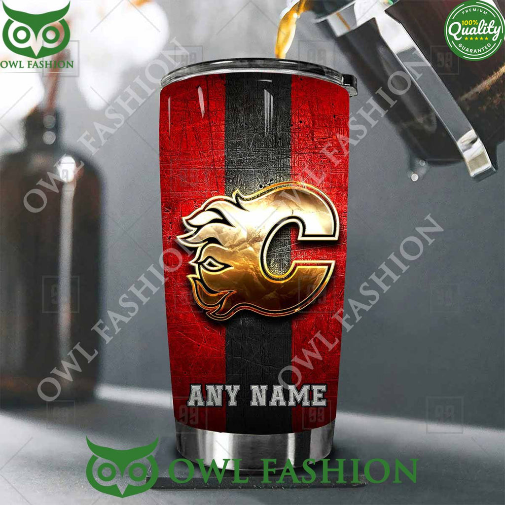 Custom Name Calgary Flames NHL Old Metal Tumbler
