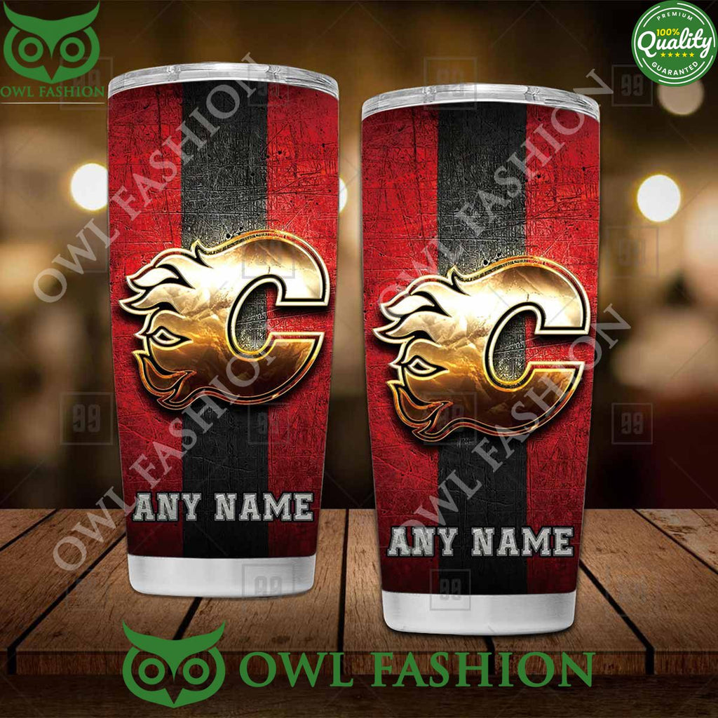 Custom Name Calgary Flames NHL Old Metal Tumbler