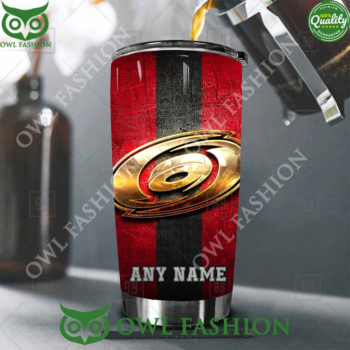 Custom Name Carolina Hurricanes NHL Old Metal Tumbler