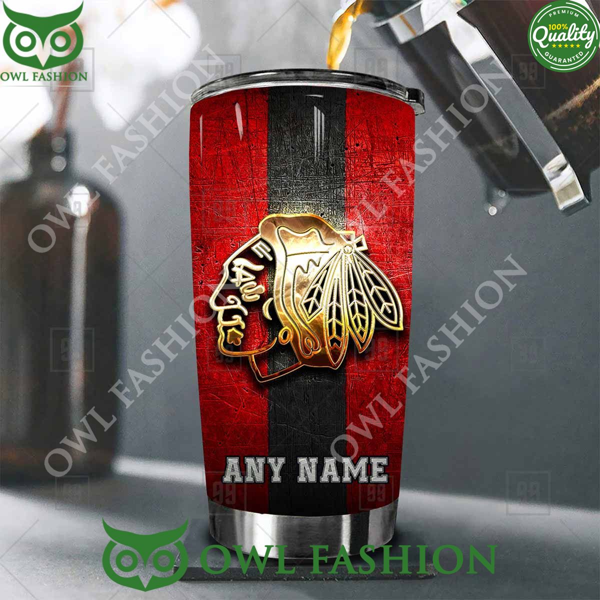 Custom Name Chicago Blackhawks NHL Old Metal Tumbler