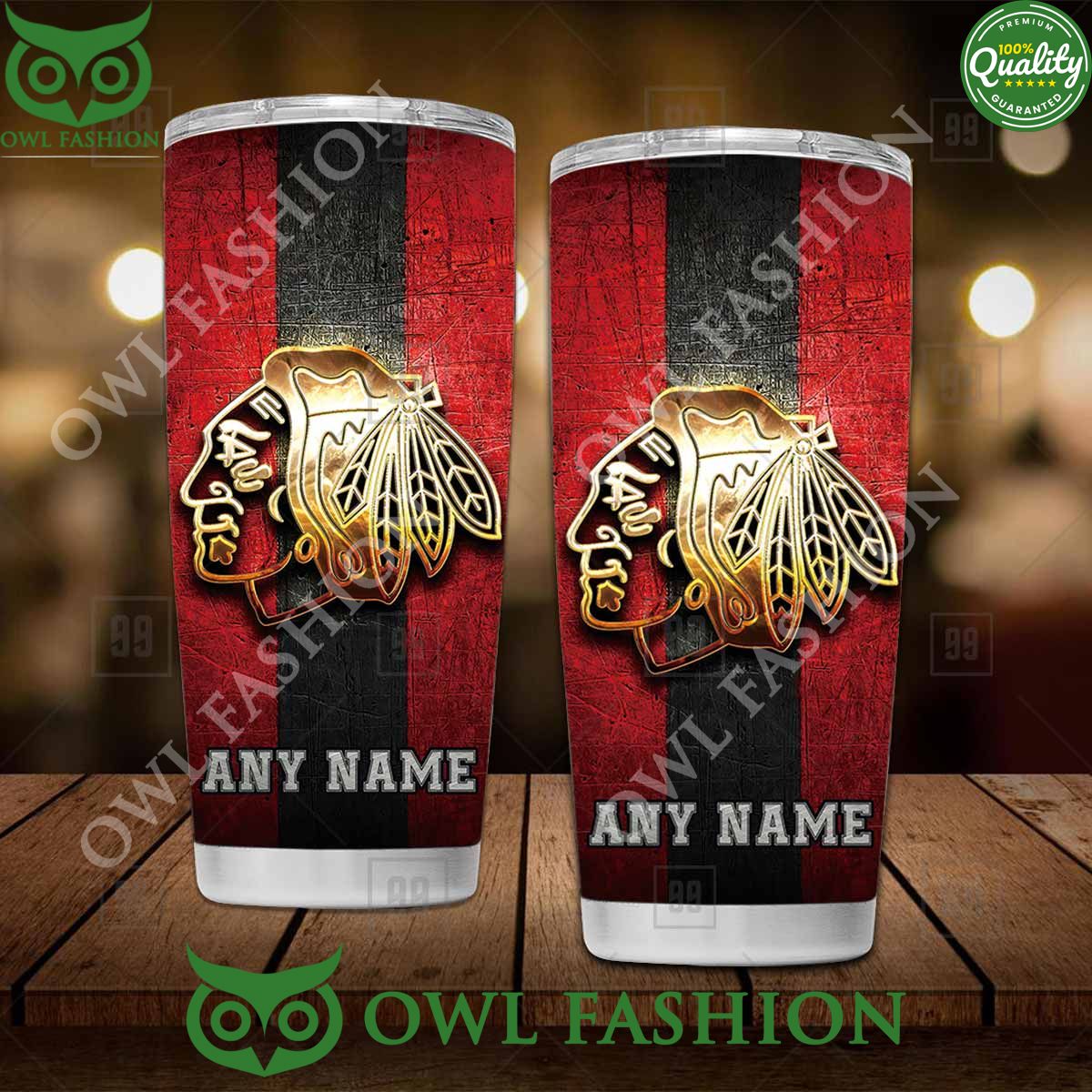 Custom Name Chicago Blackhawks NHL Old Metal Tumbler