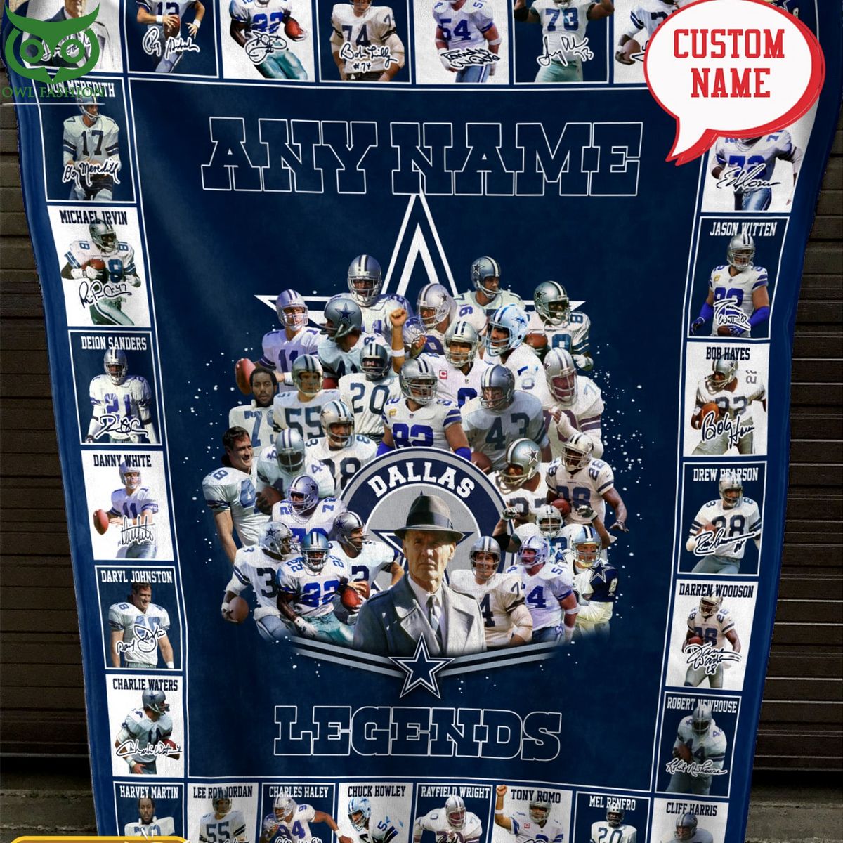 Custom Name Dallas Cowboys DC Legends Fleece Blanket Shop Owl Fashion