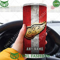 Custom Name Detroit Red Wings NHL Old Metal Tumbler
