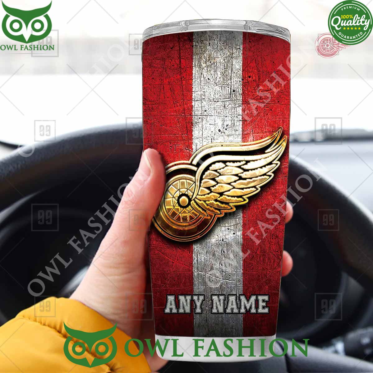 Custom Name Detroit Red Wings NHL Old Metal Tumbler