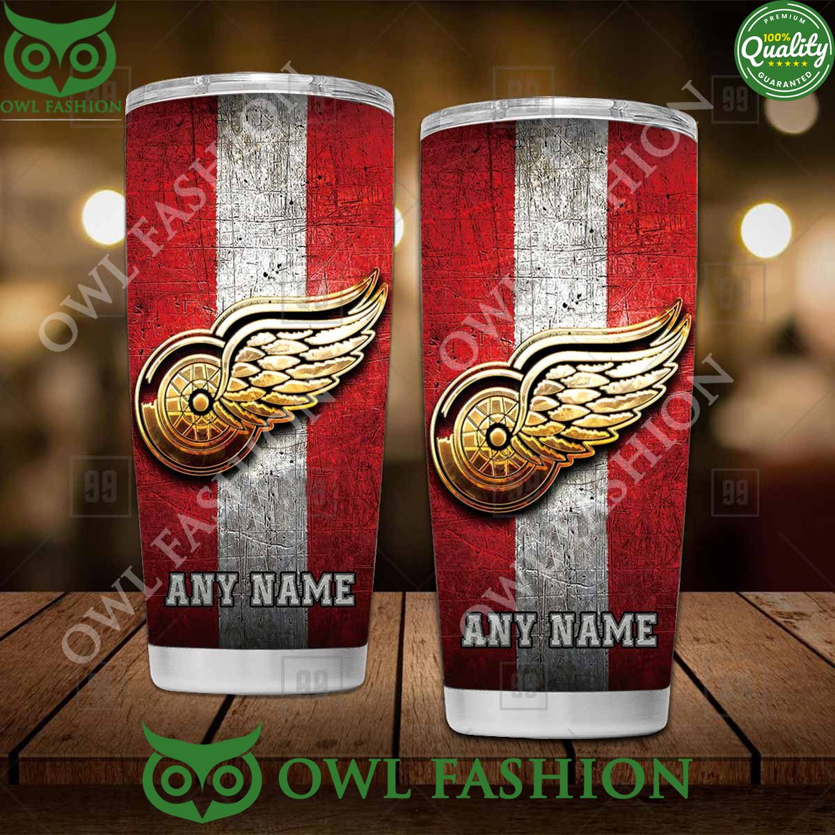 Custom Name Detroit Red Wings NHL Old Metal Tumbler