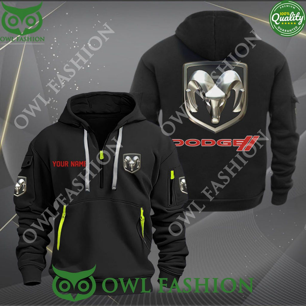Custom name Dodge Automobile company 2d half zipper hoodie