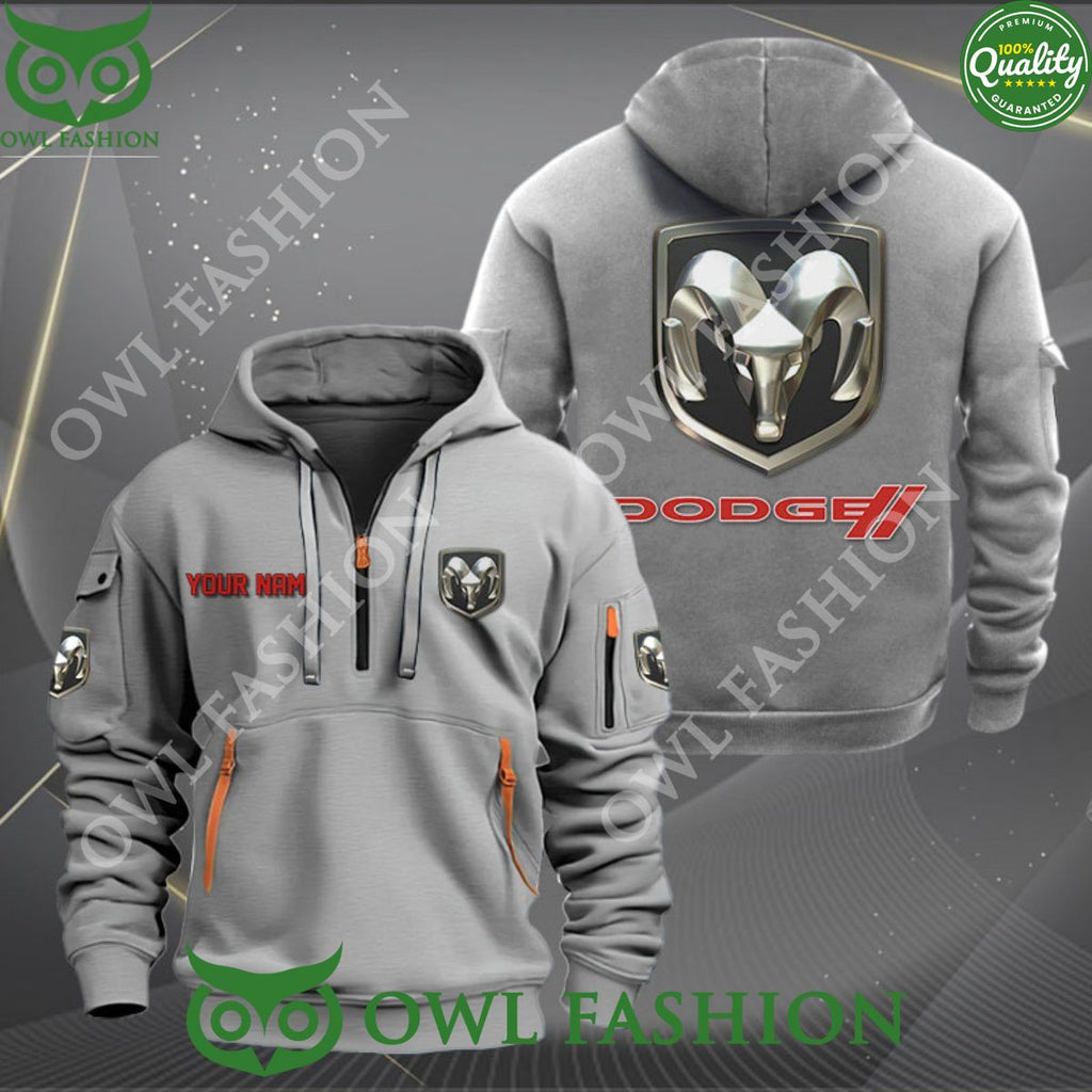 Custom name Dodge Automobile company 2d half zipper hoodie