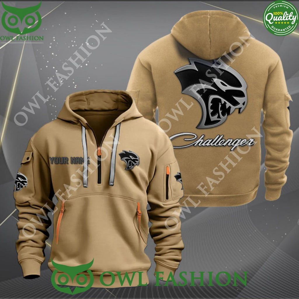 Custom name Dodge Challenger American automobile 2d half zipper hoodie