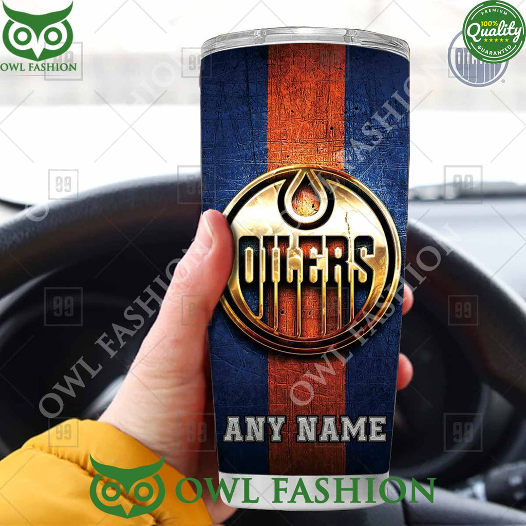 Custom Name Edmonton Oilers NHL Old Metal Tumbler