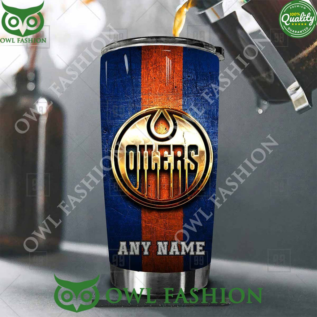 Custom Name Edmonton Oilers NHL Old Metal Tumbler
