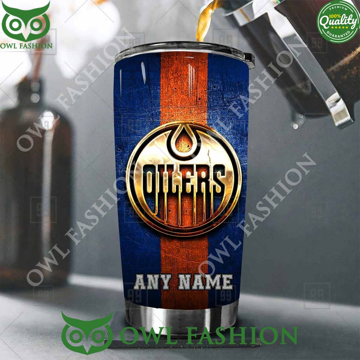Custom Name Edmonton Oilers NHL Old Metal Tumbler