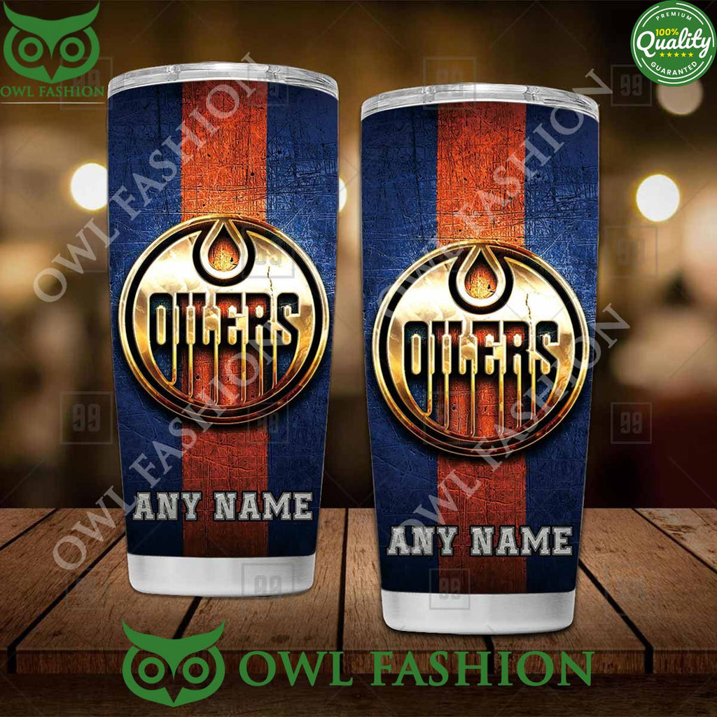 Custom Name Edmonton Oilers NHL Old Metal Tumbler