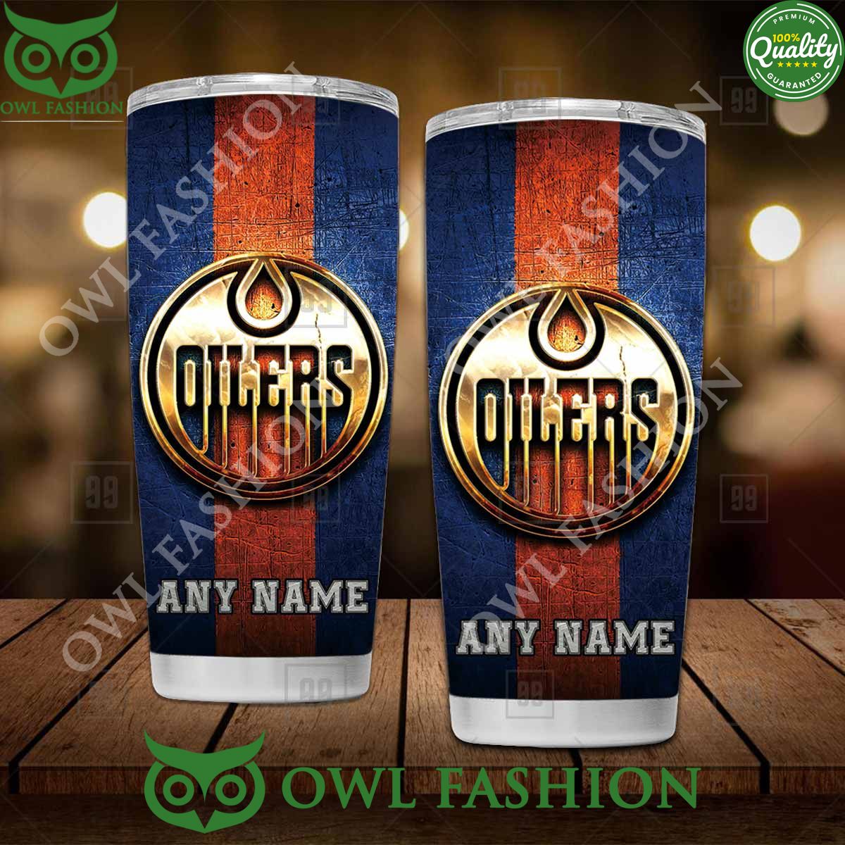 Custom Name Edmonton Oilers NHL Old Metal Tumbler