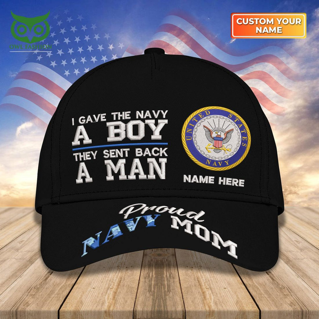 Custom Name Embroidery US Navy Mom Proud Navy for Mom Classic Cap