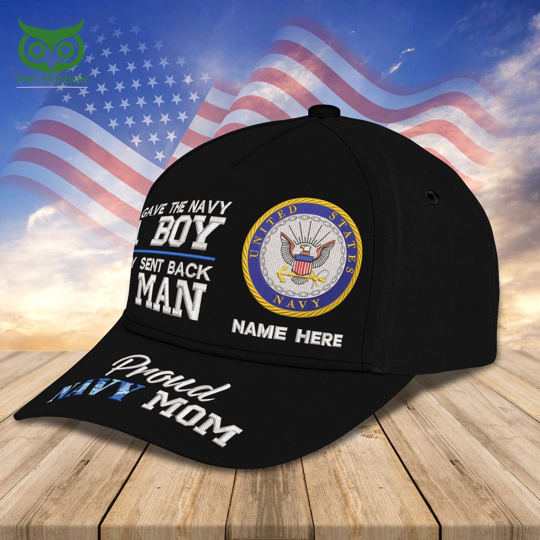 Custom Name Embroidery US Navy Mom Proud Navy for Mom Classic Cap