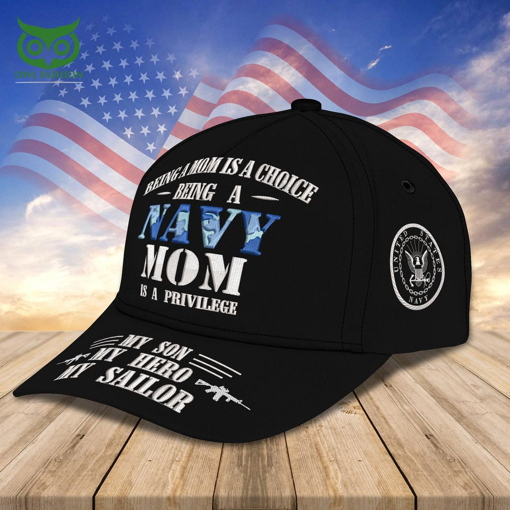Custom Name Embroidery US Navy Mom Proud Navy Mom Classic Cap