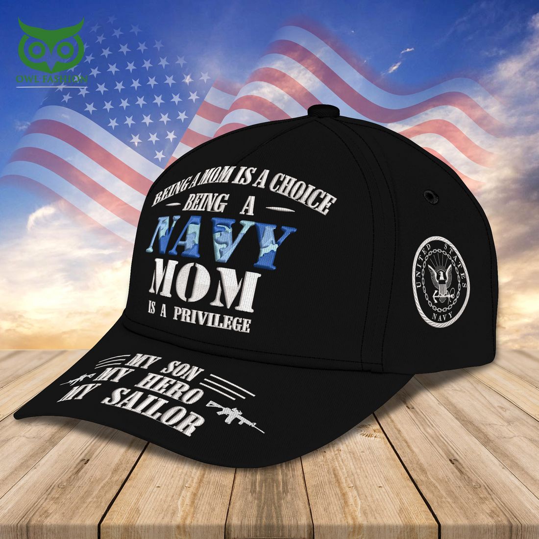 Custom Name Embroidery US Navy Mom Proud Navy Mom Classic Cap