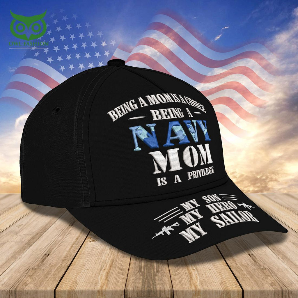 Custom Name Embroidery US Navy Mom Proud Navy Mom Classic Cap
