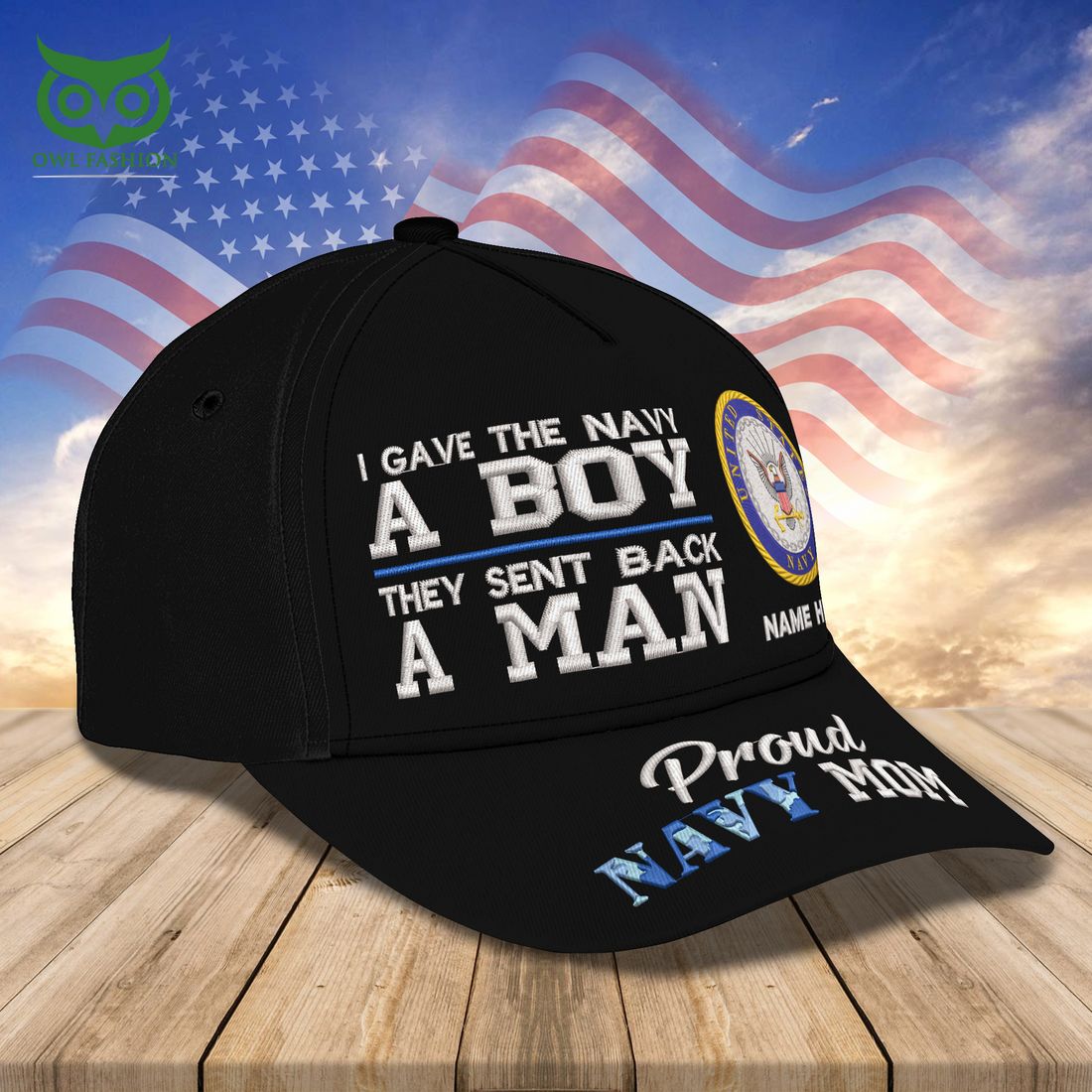 Custom Name Embroidery US Navy Mom Proud Navy for Mom Classic Cap