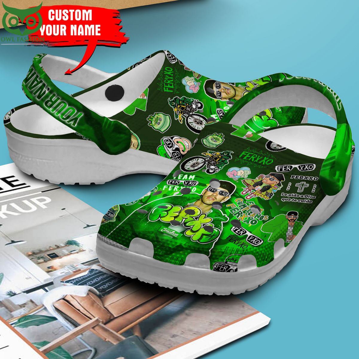 Custom Name Ferxxo Singer Green Clogs