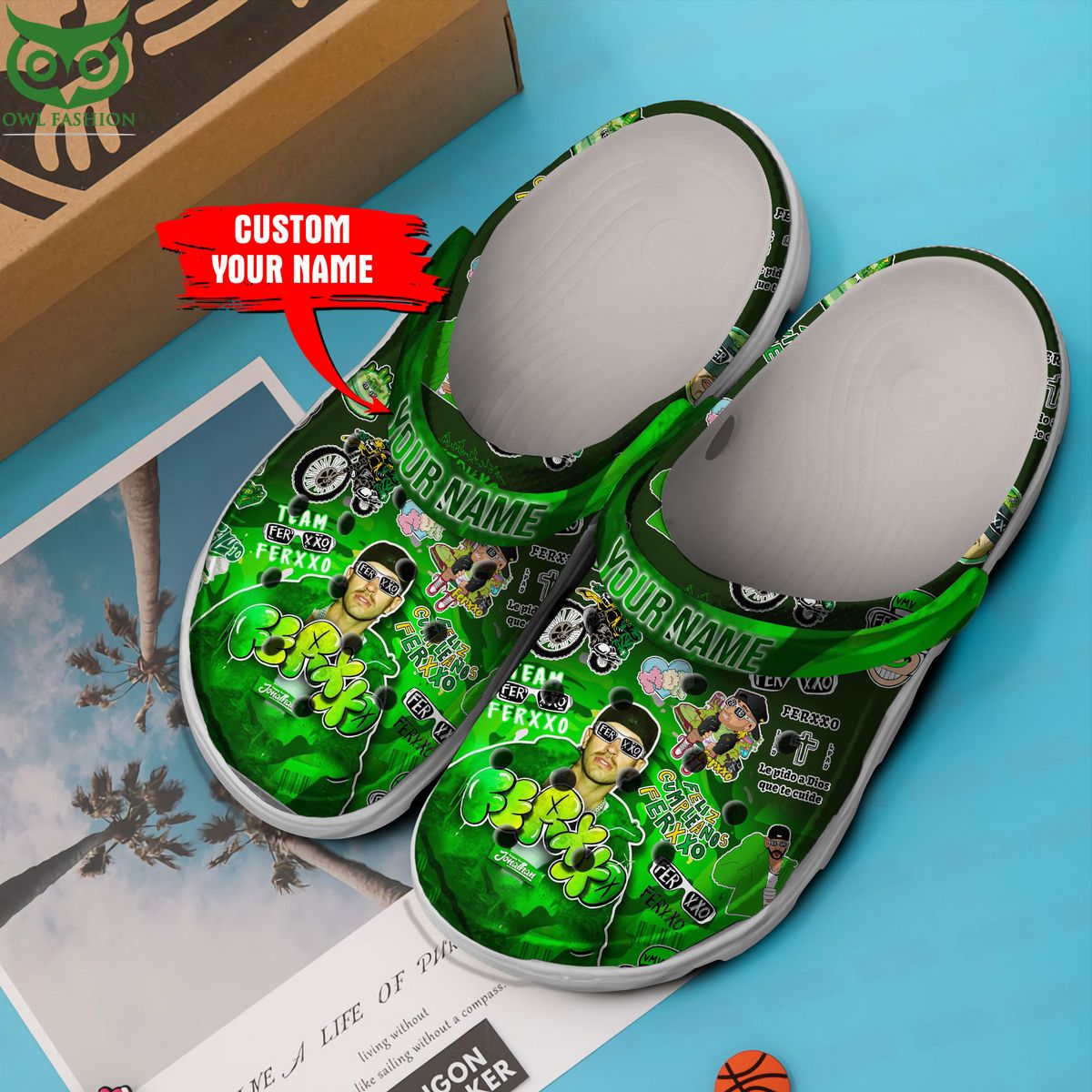 Custom Name Ferxxo Singer Green Clogs