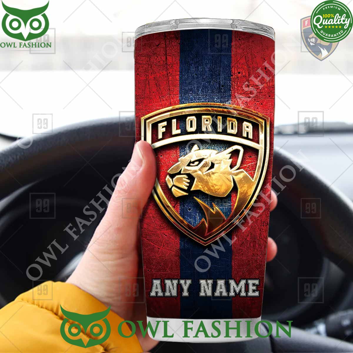 Custom Name Florida Panthers NHL Old Metal Tumbler