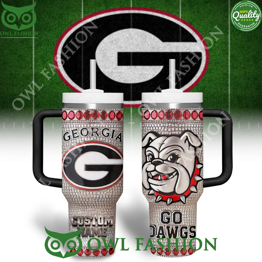 Custom Name Georgia Bulldogs Go Dawgs Logo Tumbler Cup
