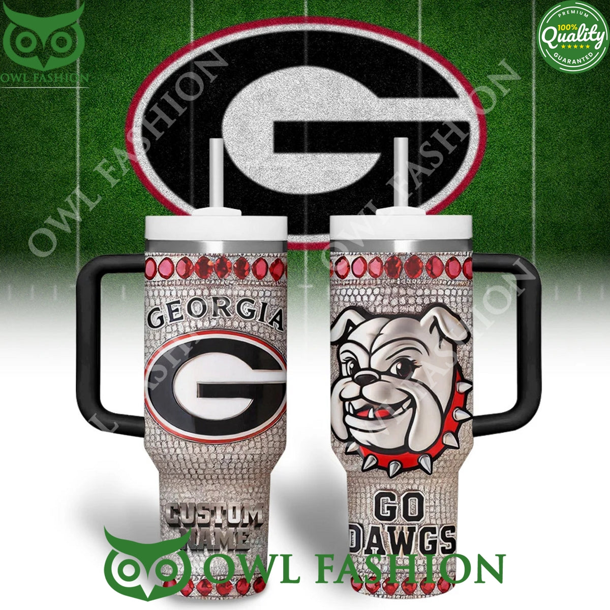 Custom Name Georgia Bulldogs Go Dawgs Logo Tumbler Cup