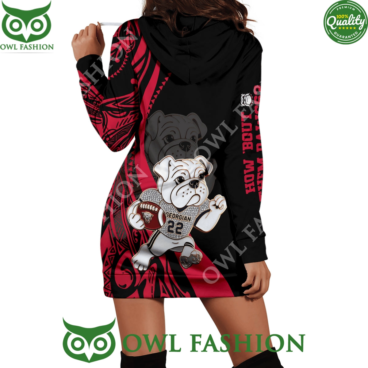 Custom Name Georgia Bulldogs Heart Pattern Hoodie Dress