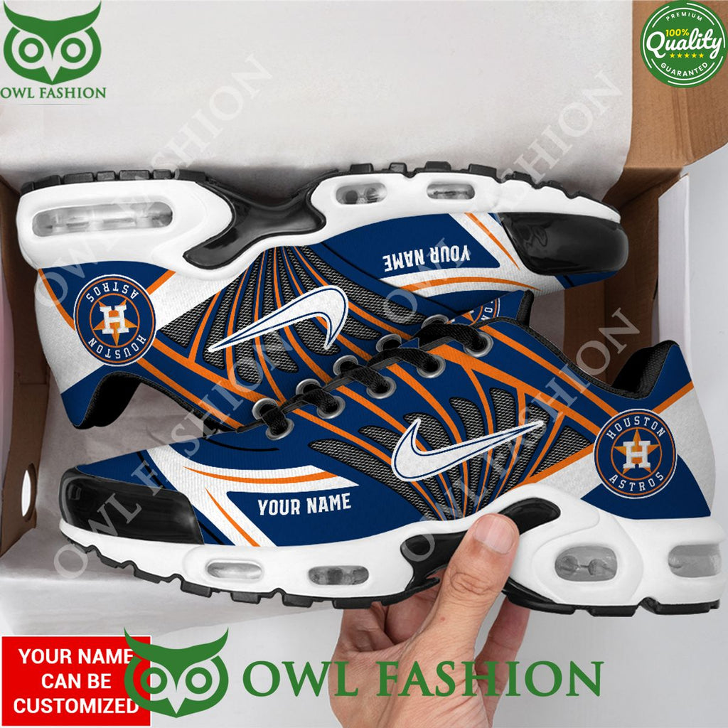 Custom name Houston Astros Blue and Orange Air Max Shoes