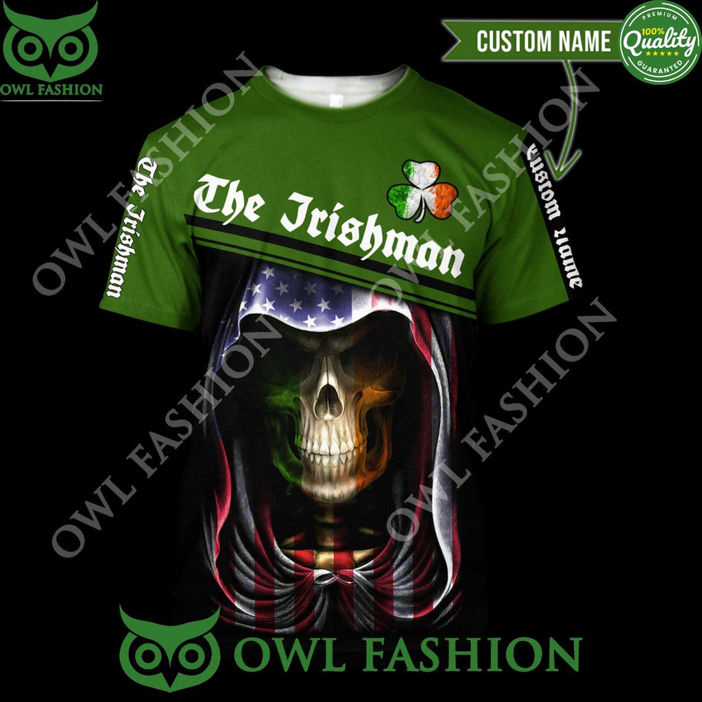 Custom Name Irish Skull St Patrick Day US 3D Hoodie