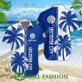 Custom Name Leicester City summer beach blue tropical coconut tree 2024 Hawaiian Shirt
