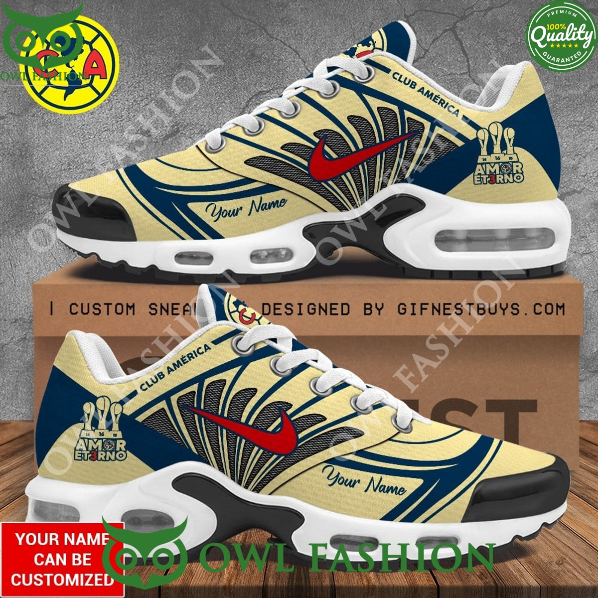 Custom name Limited Edition Club América Air Max Shoes