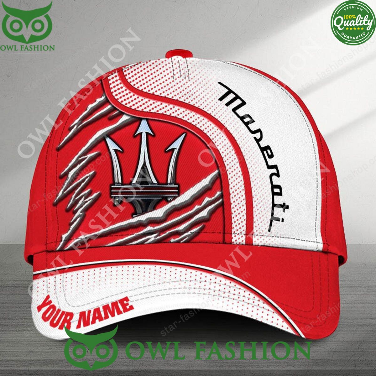 Custom Name Maserati Luxury Car Claw Scratches Printed Cap