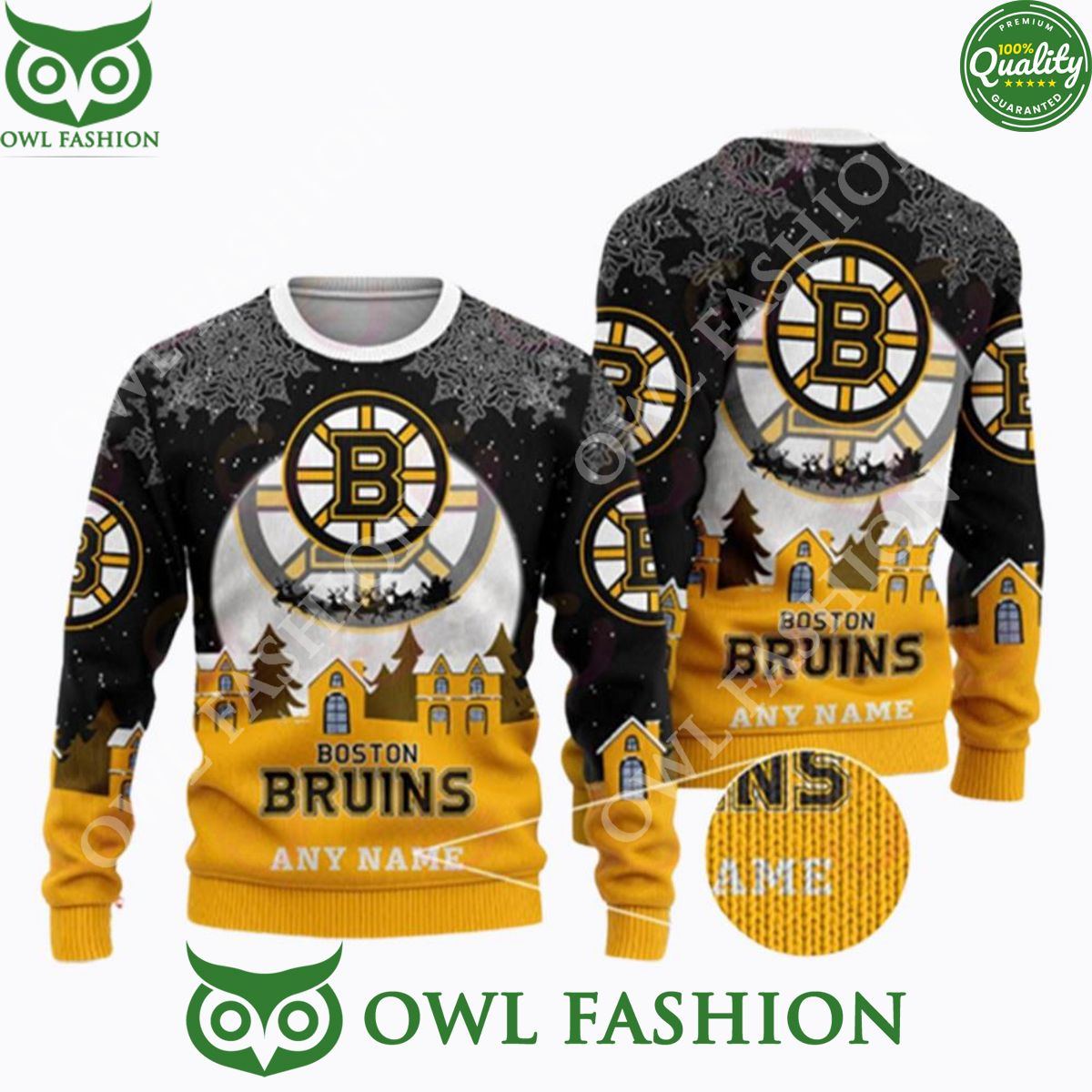 Custom Name NHL Boston Bruins Special Christmas Sweater Jumper