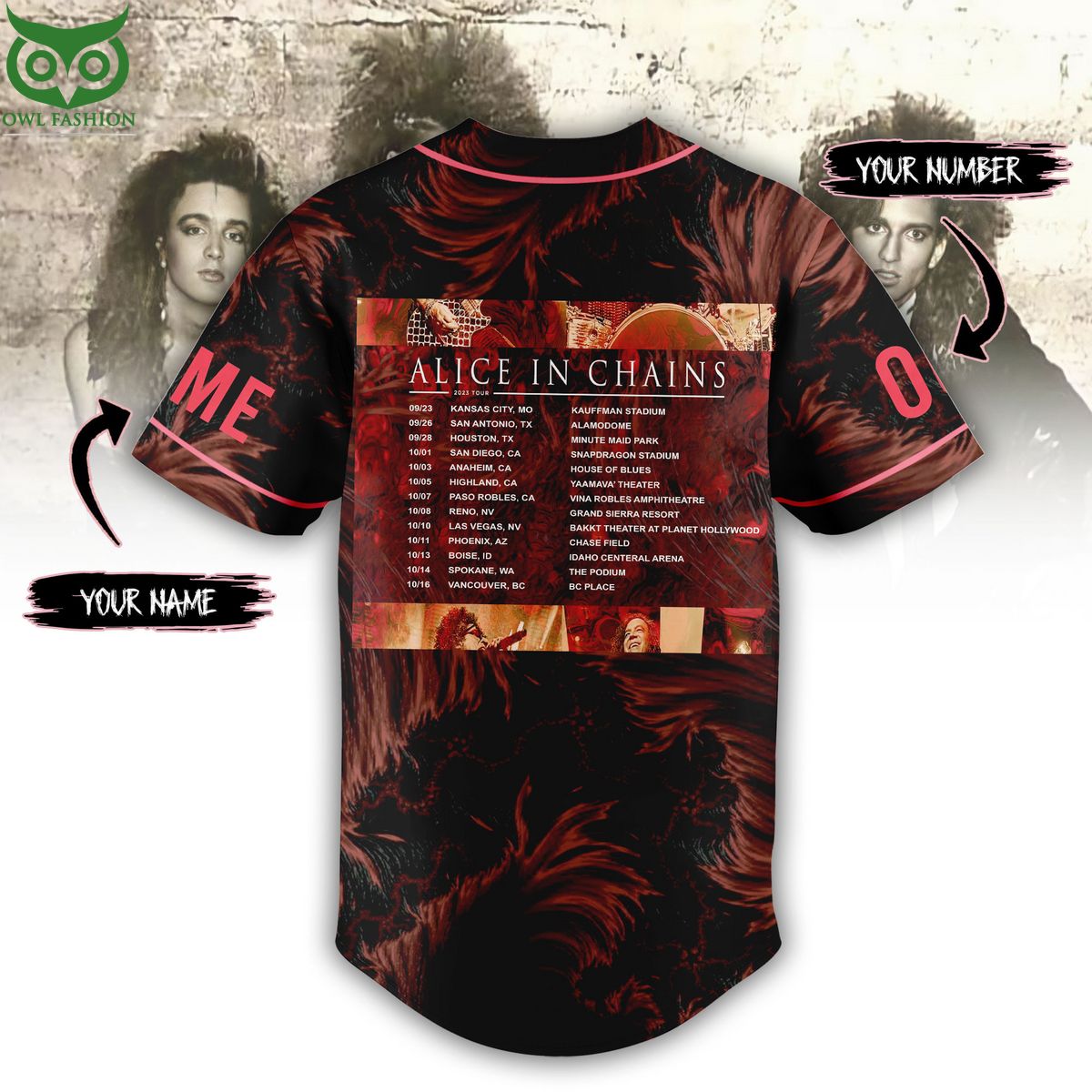 Custom Name Number Alice In Chains Rock Baseball Jersey