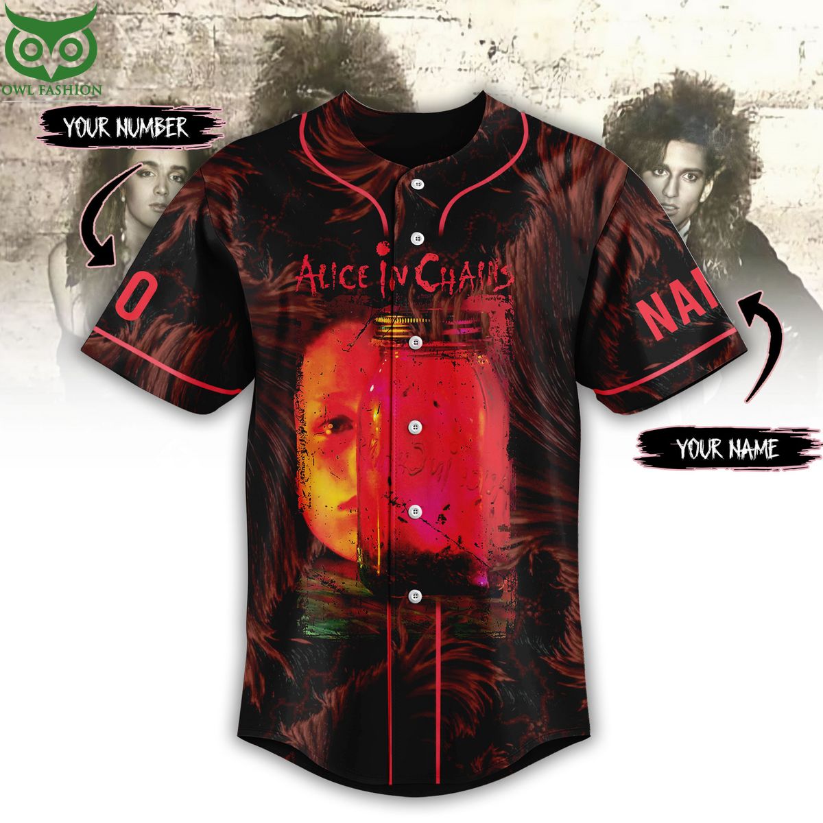 Custom Name Number Alice In Chains Rock Baseball Jersey