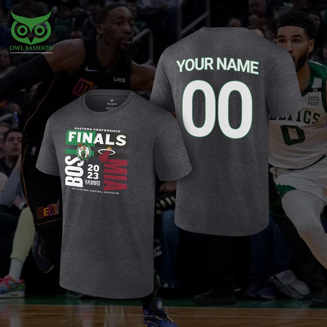 Custom Name Number Boston Celtics NBA Gray Final 3D T-shirt