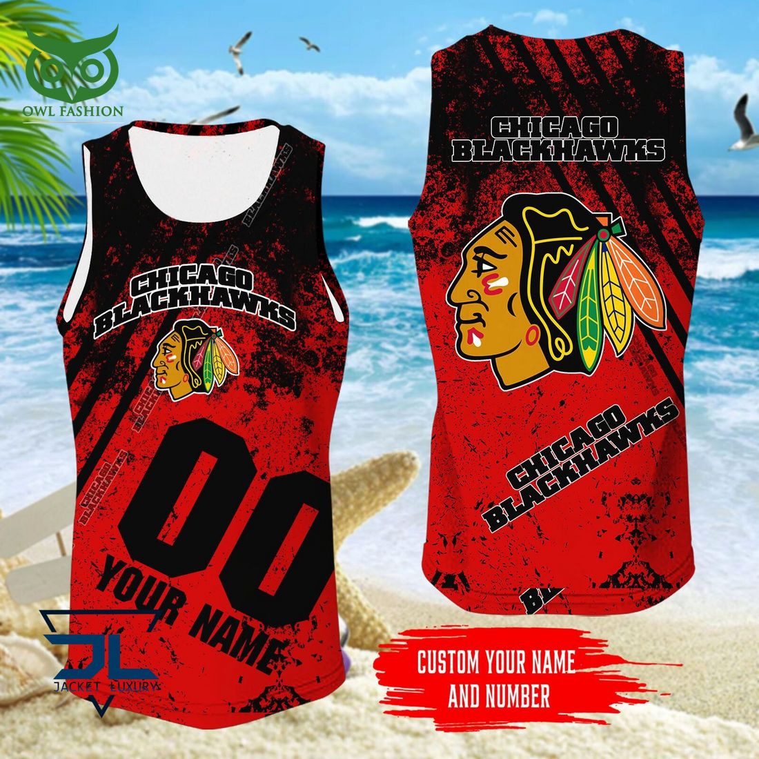 Custom Name Number Chicago Blackhawks NHL Hawaiian Shirt
