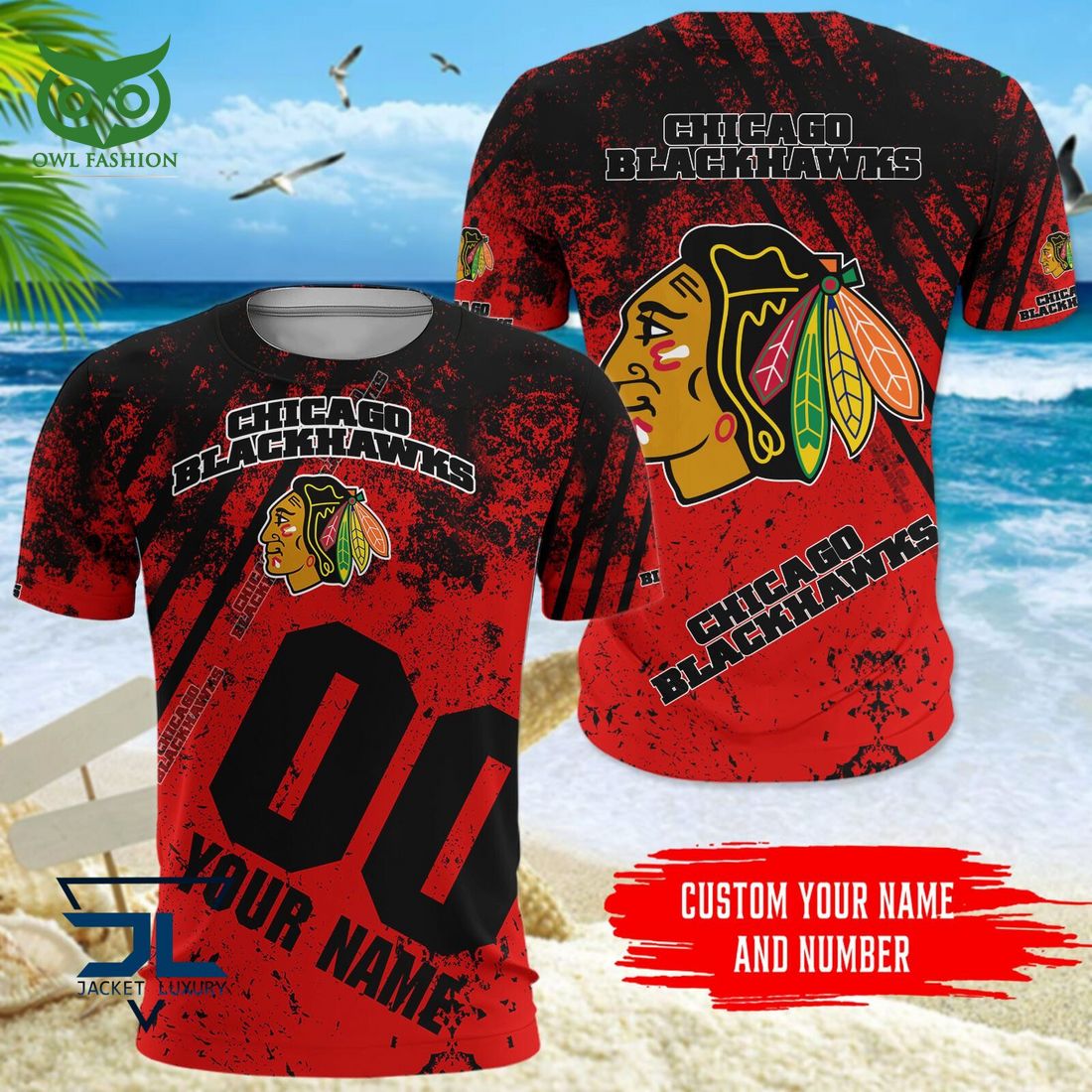 Custom Name Number Chicago Blackhawks NHL Hawaiian Shirt